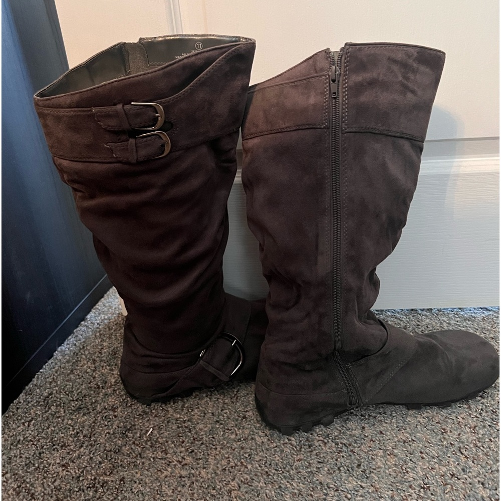 Suede knee high boots